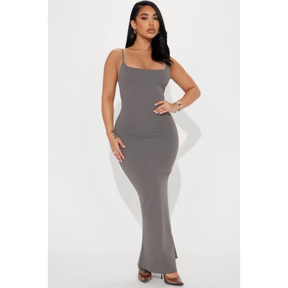 Fashion Nova Dresses & Skirts - Double Lined Bodycon Maxi Dress in Gray- Size Medium